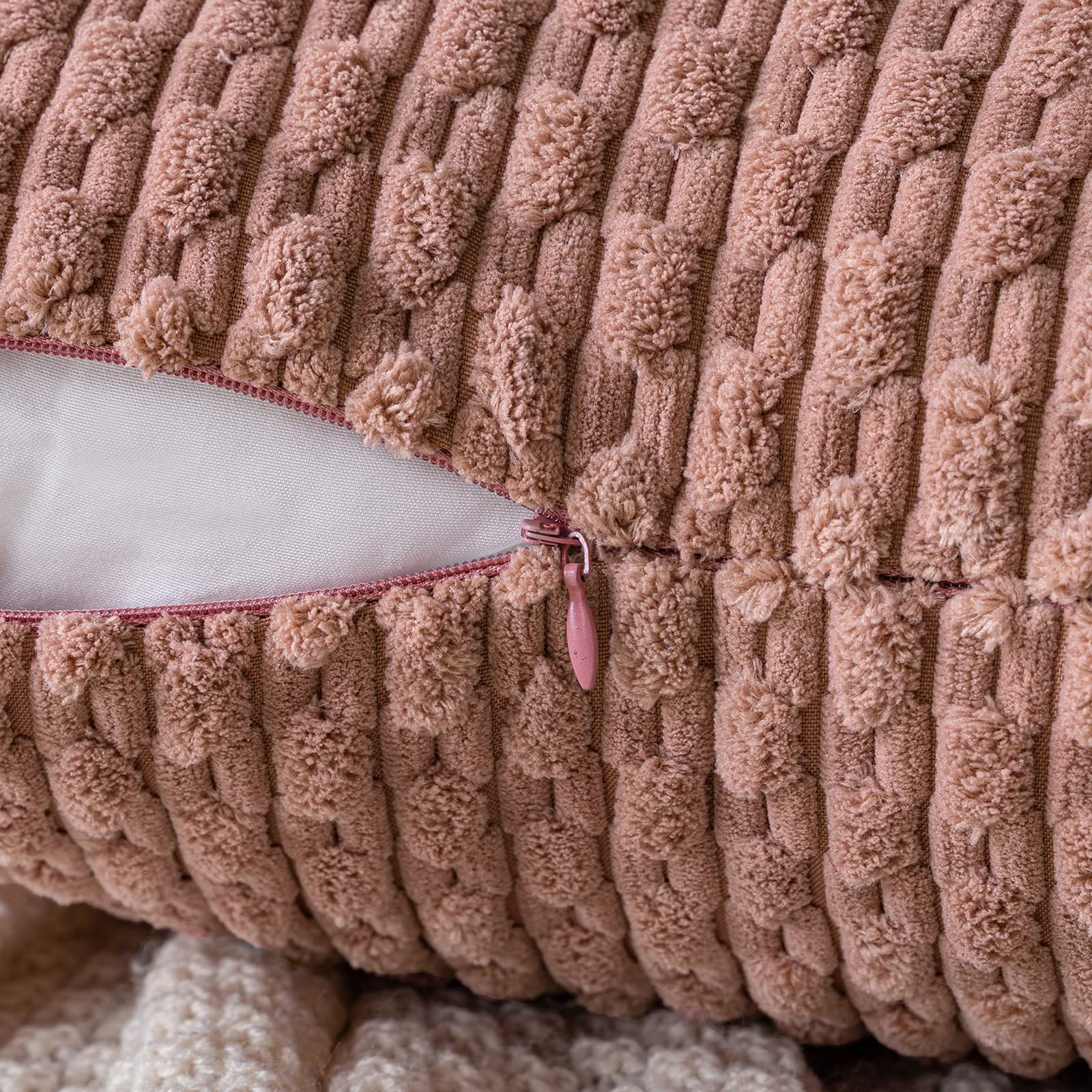 MIULEE Rust Throw Pillow Covers Soft Corduroy Decorative Set of 2