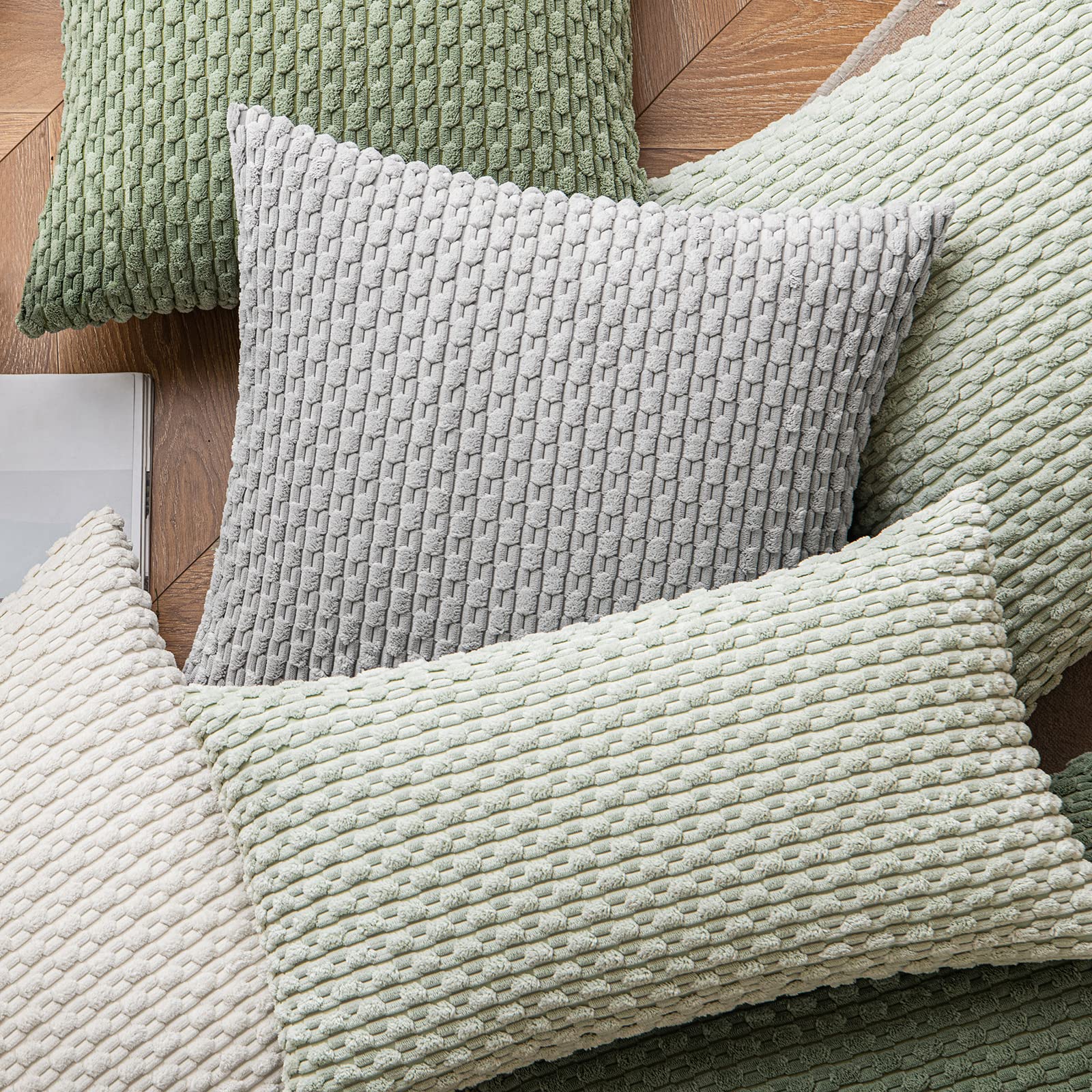 MIULEE Rust Throw Pillow Covers Soft Corduroy Decorative Set of 2