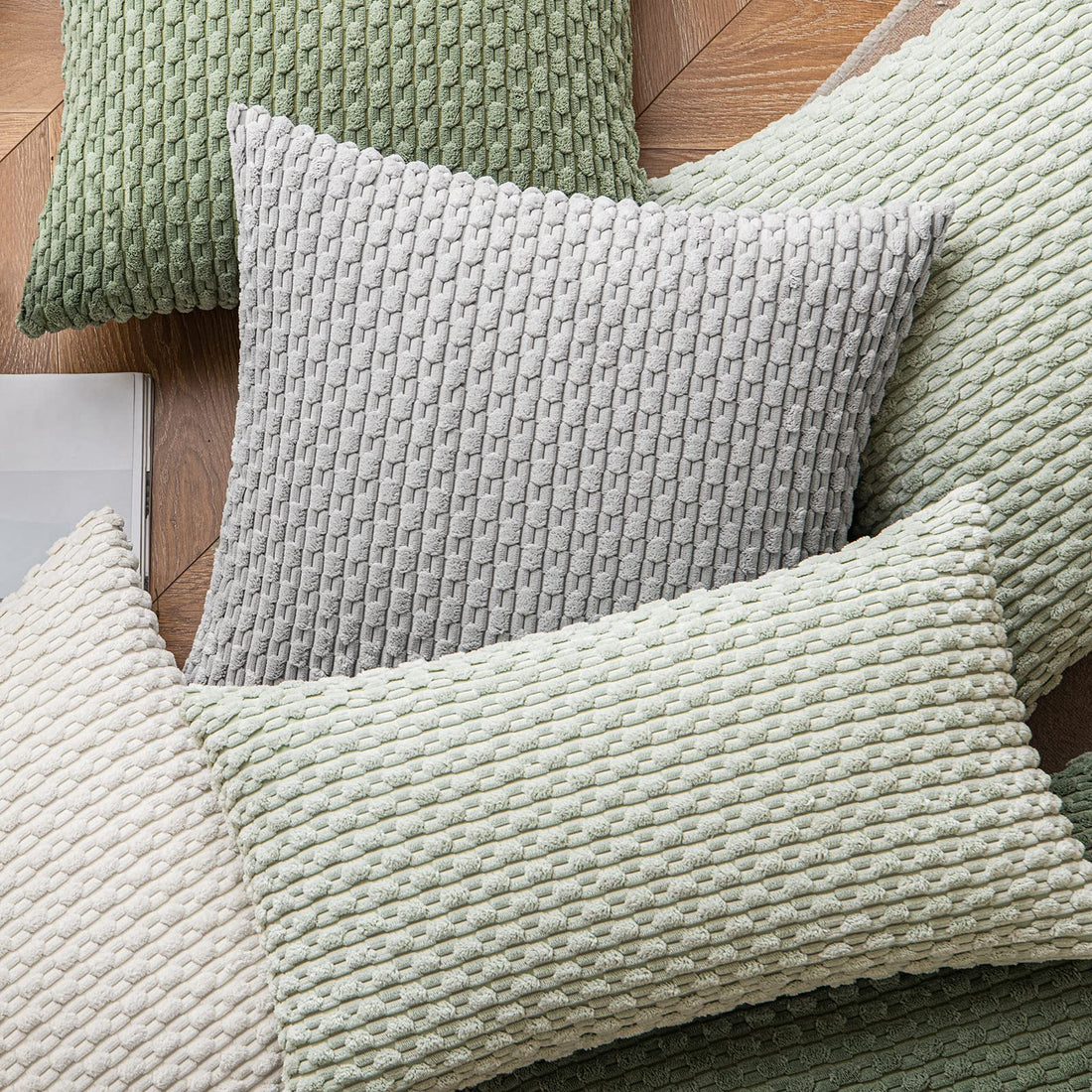 MIULEE Rust Throw Pillow Covers Soft Corduroy Decorative Set of 2