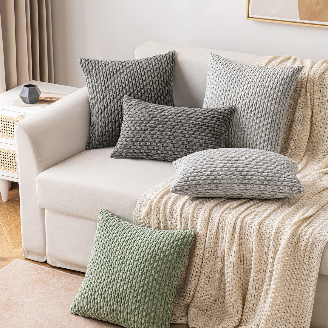 MIULEE Rust Throw Pillow Covers Soft Corduroy Decorative Set of 2