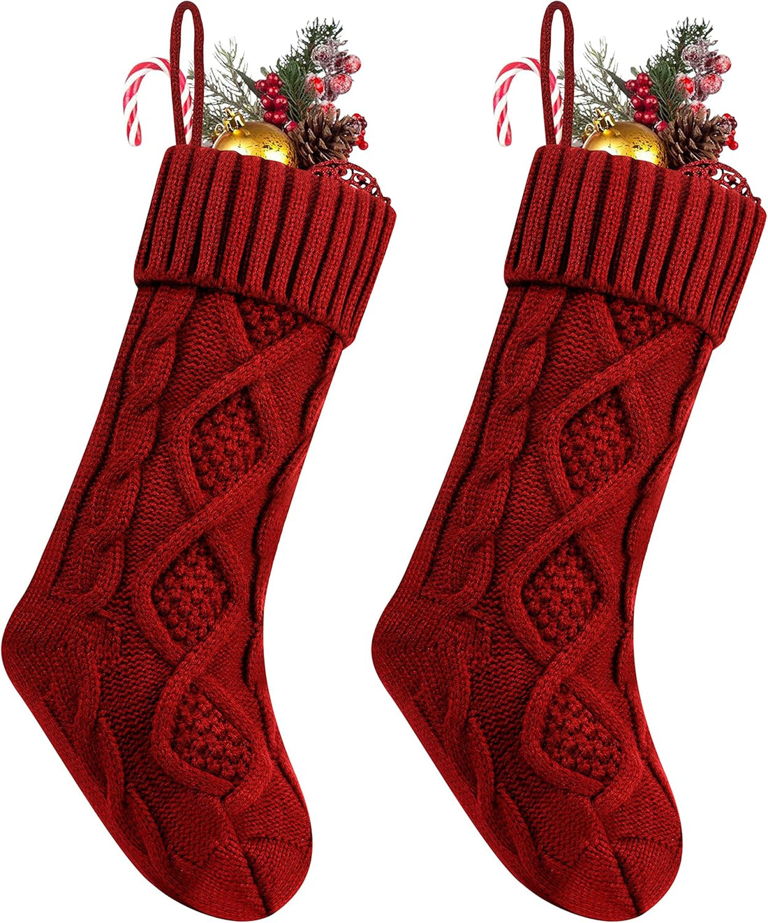 Fesciory 4 Pack 18 Inch Ivory Cable Knit Christmas Stockings