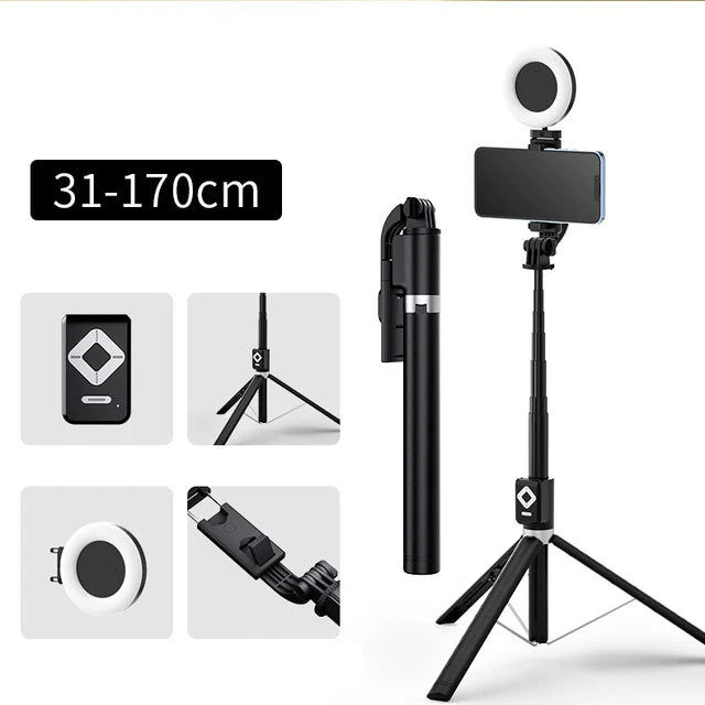 6-in-1 Selfie Stick Tripod with LED Fill Light & Bluetooth Remote