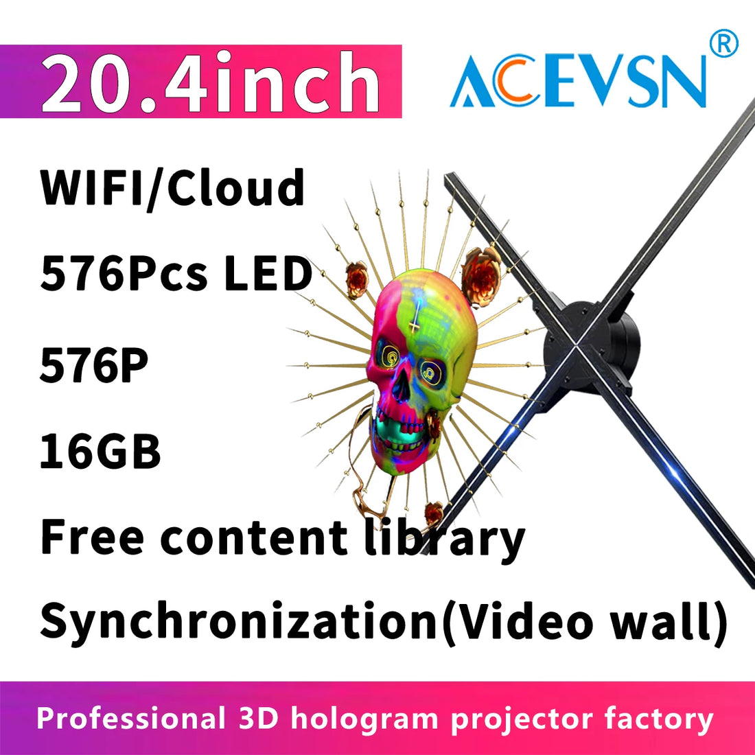 3D Hologram Fan for Advertising/Stage/Wedding Air Floating LED Display, High Brightness Holographic Fan 24H Continuous Working