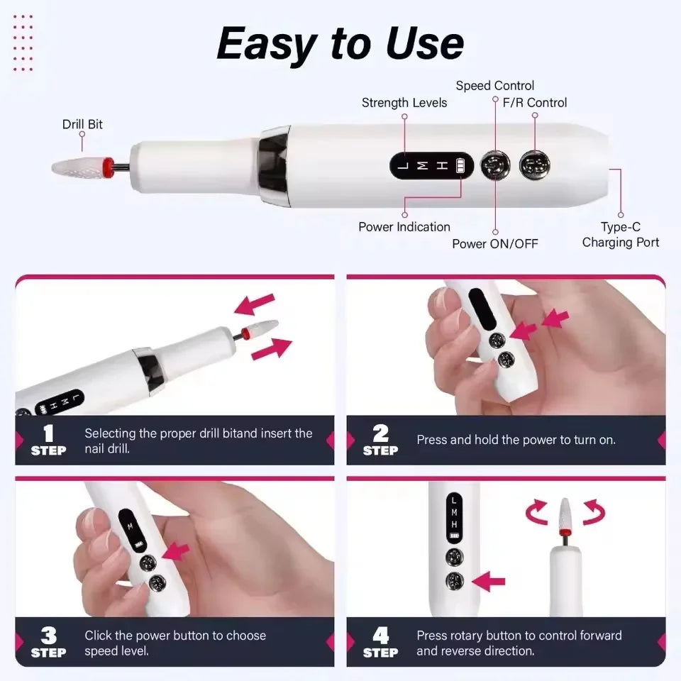 Electric Nail Drill Machine for Manicure & Polishing