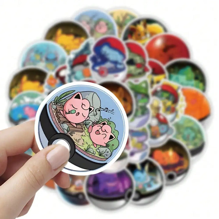 50PCS Pokemon Pokeball Waterproof PVC Stickers