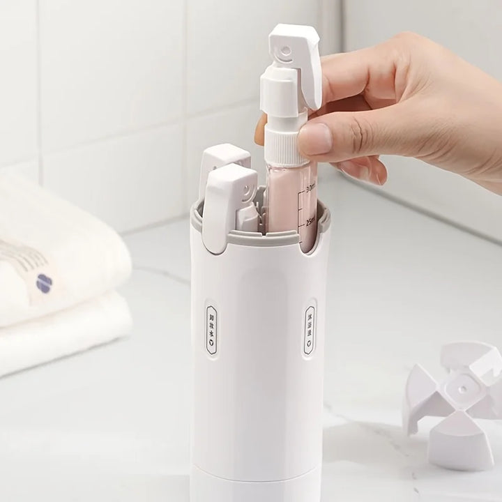 4-in-1 Travel Cosmetic Dispenser Bottle – Refillable Leak-Proof Toiletry Container with Clear Labels