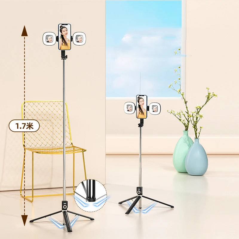 6-in-1 Selfie Stick Tripod with LED Fill Light & Bluetooth Remote