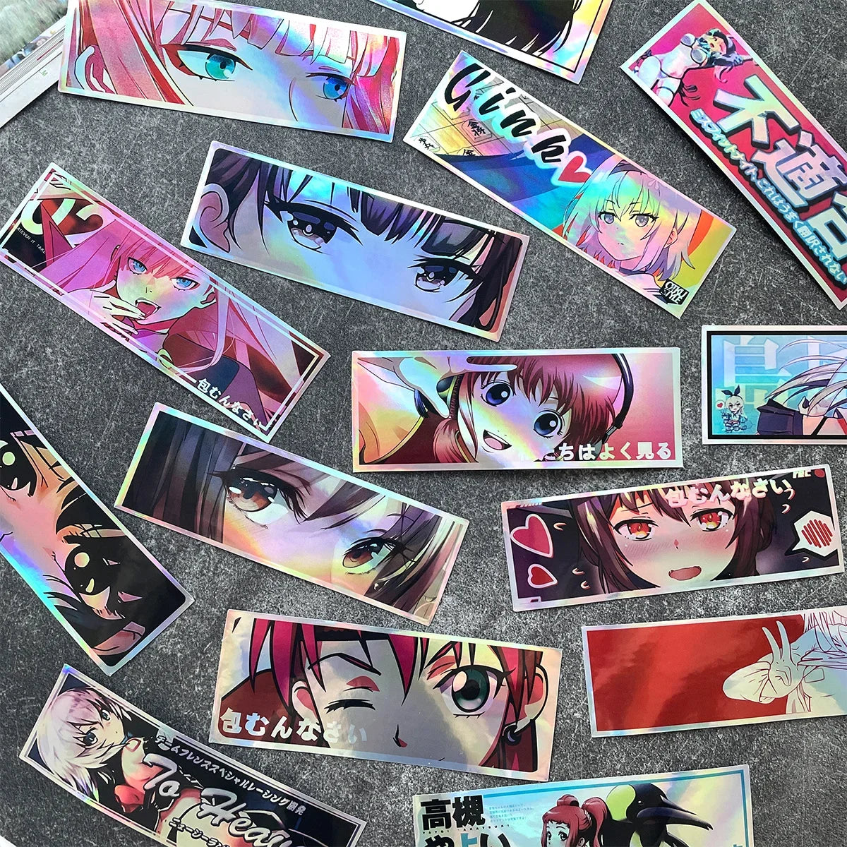 JDM Anime Girl Laser Rainbow Vinyl Car Stickers