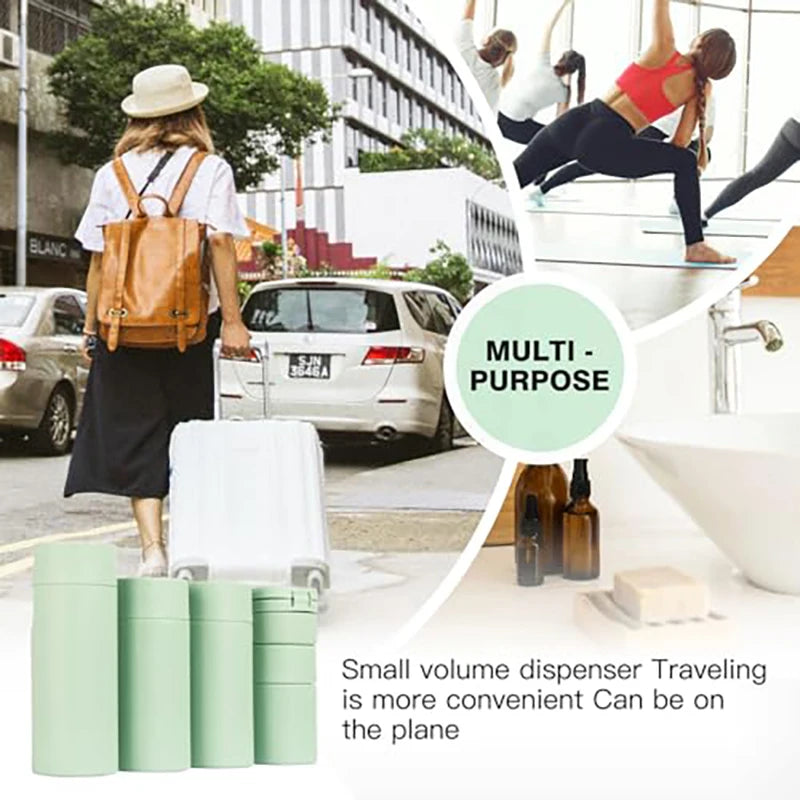 5-in-1 Refillable Silicone Travel Bottles Set with Clear Bag – Leak-Proof Toiletry Containers for Shampoo, Conditioner & Lotion