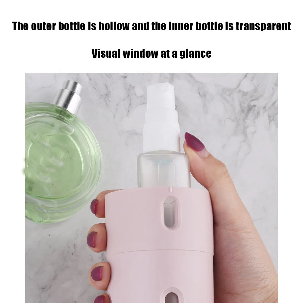 4-in-1 Travel Dispenser Bottle – Refillable Leak-Proof Press Container for Shampoo, Lotion & Body Wash