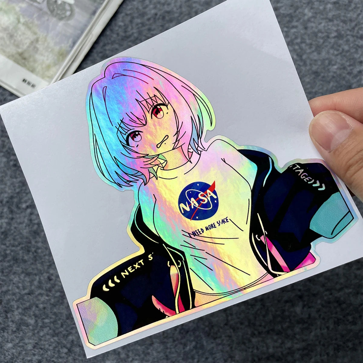 JDM Anime Girl Laser Rainbow Vinyl Car Stickers