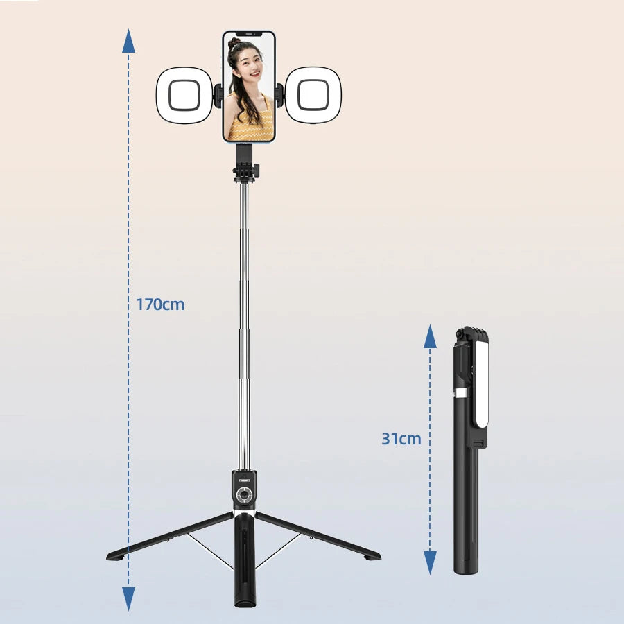 6-in-1 Selfie Stick Tripod with LED Fill Light & Bluetooth Remote