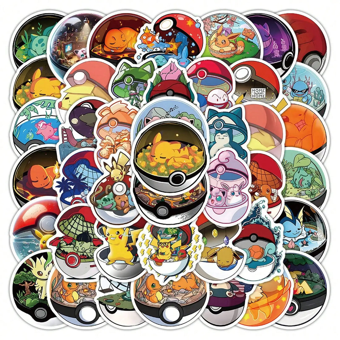 50PCS Pokemon Pokeball Waterproof PVC Stickers