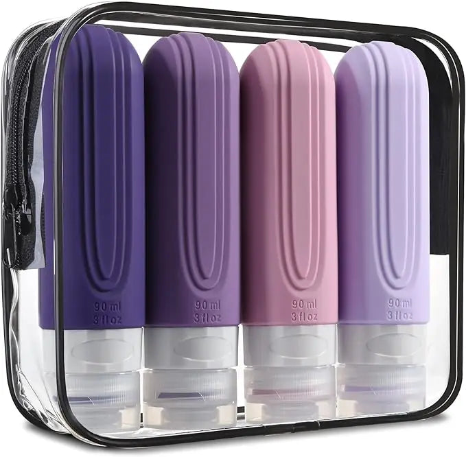 TSA Approved 3oz Travel Bottles – Leak-Proof Refillable Silicone Toiletry Containers for Shampoo, Lotion & Liquids