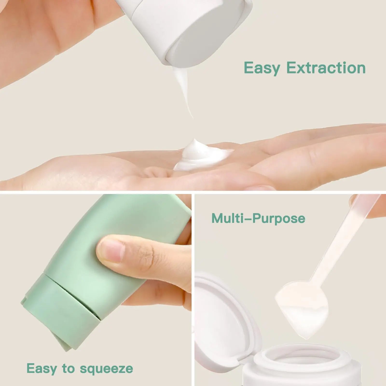 5-in-1 Refillable Silicone Travel Bottles Set with Clear Bag – Leak-Proof Toiletry Containers for Shampoo, Conditioner & Lotion