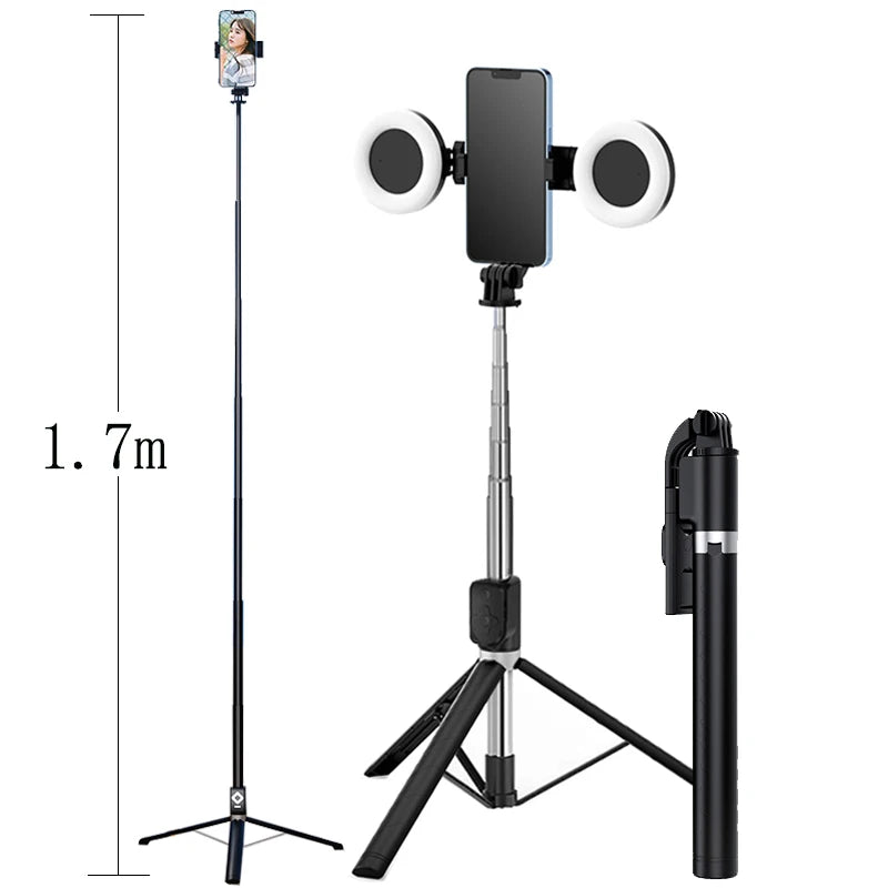 6-in-1 Selfie Stick Tripod with LED Fill Light & Bluetooth Remote
