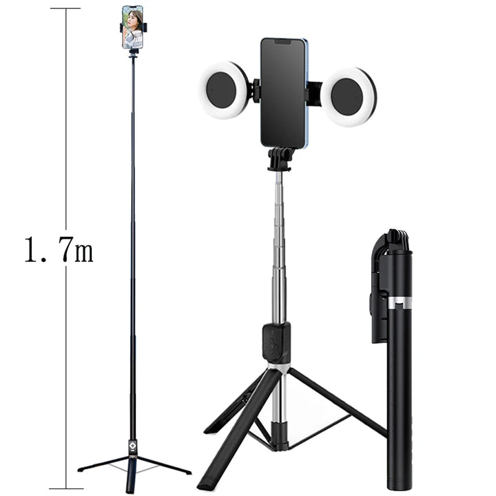 6-in-1 Selfie Stick Tripod with LED Fill Light & Bluetooth Remote
