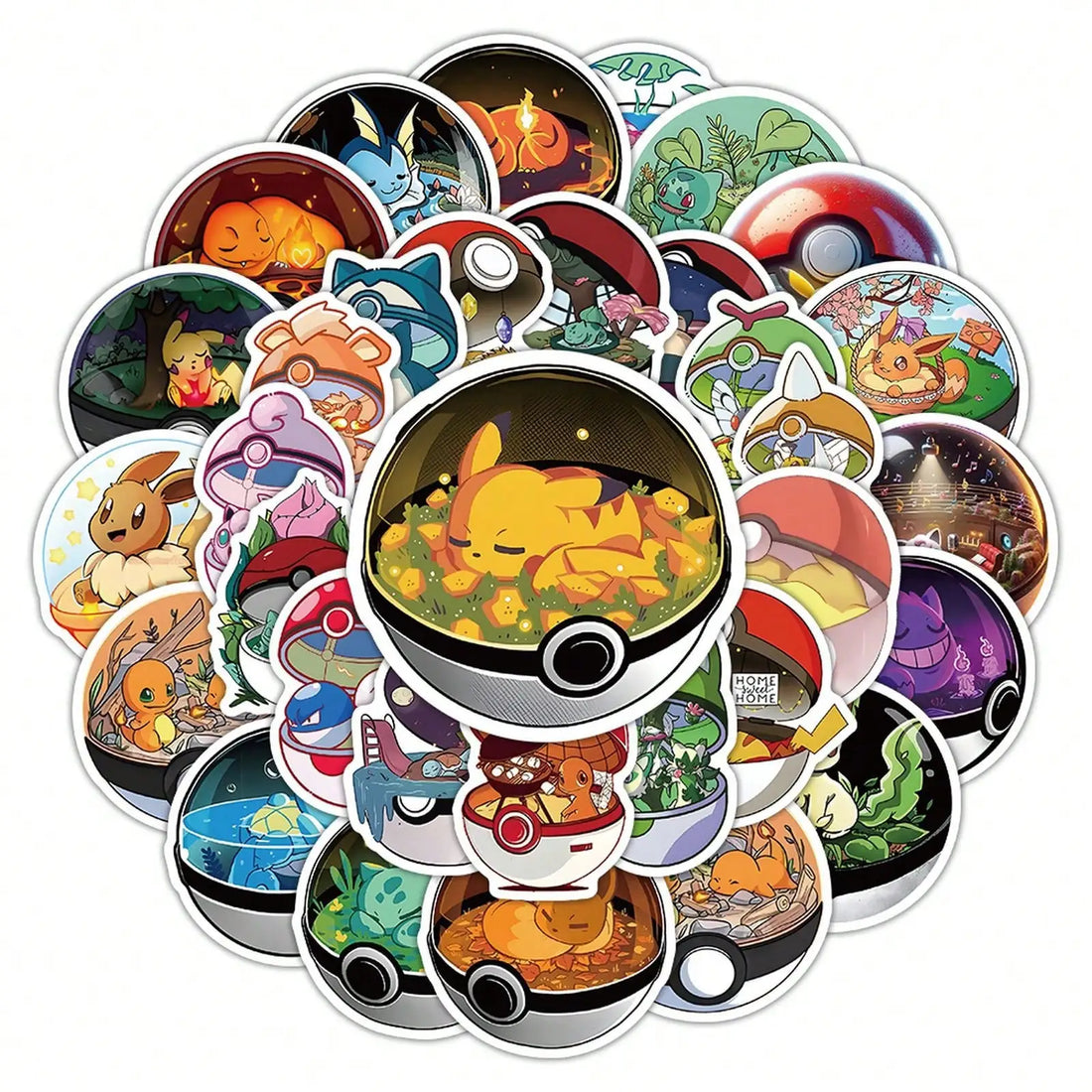 50PCS Pokemon Pokeball Waterproof PVC Stickers
