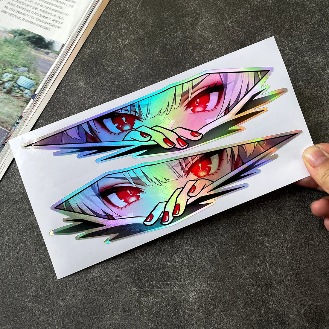 JDM Anime Girl Laser Rainbow Vinyl Car Stickers