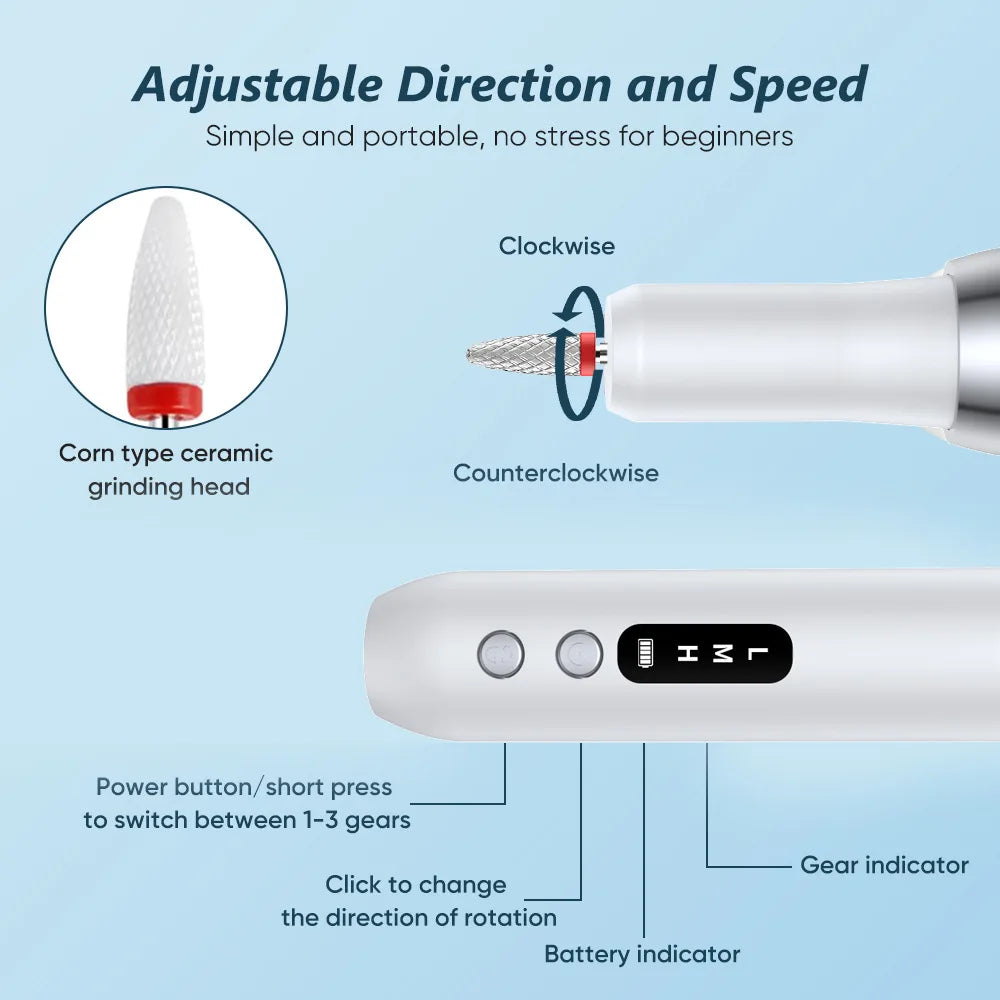 Electric Nail Drill Machine for Manicure & Polishing