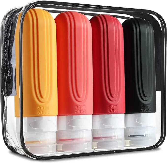 TSA Approved 3oz Travel Bottles – Leak-Proof Refillable Silicone Toiletry Containers for Shampoo, Lotion & Liquids