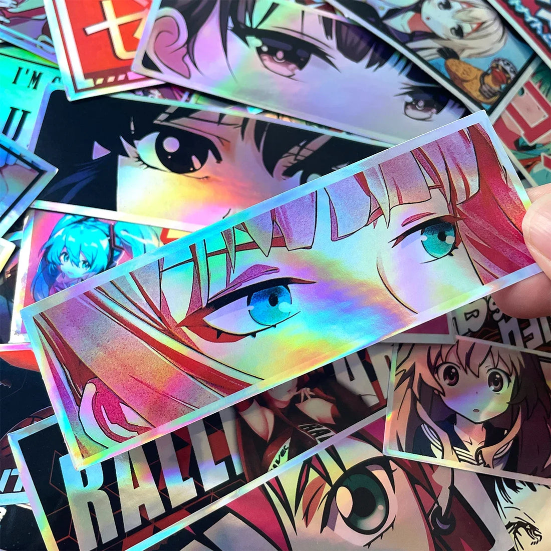 JDM Anime Girl Laser Rainbow Vinyl Car Stickers