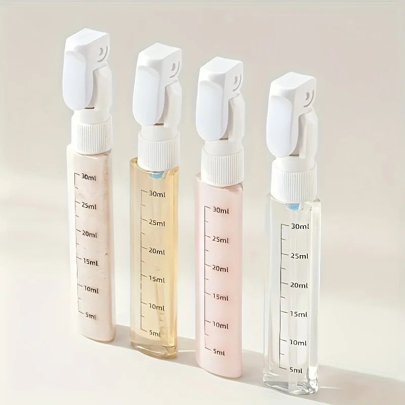 4-in-1 Travel Cosmetic Dispenser Bottle – Refillable Leak-Proof Toiletry Container with Clear Labels