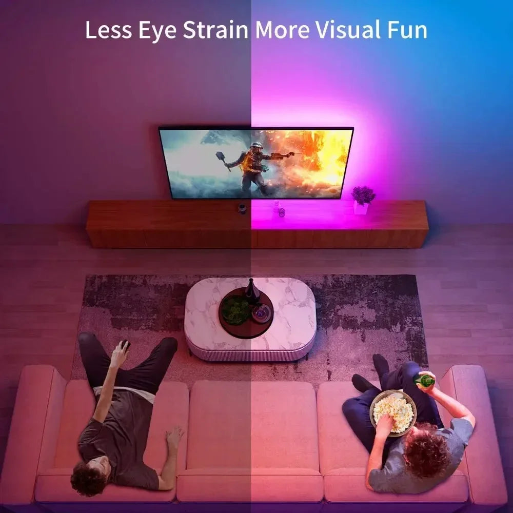 Smart RGB 5050 LED Wall Strip Lights Bluetooth Music Sync APP Remote Flexible Ribbon for TV Backlight Bedroom Home Party Decor