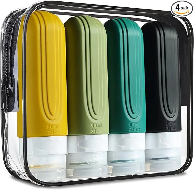 TSA Approved 3oz Travel Bottles – Leak-Proof Refillable Silicone Toiletry Containers for Shampoo, Lotion & Liquids