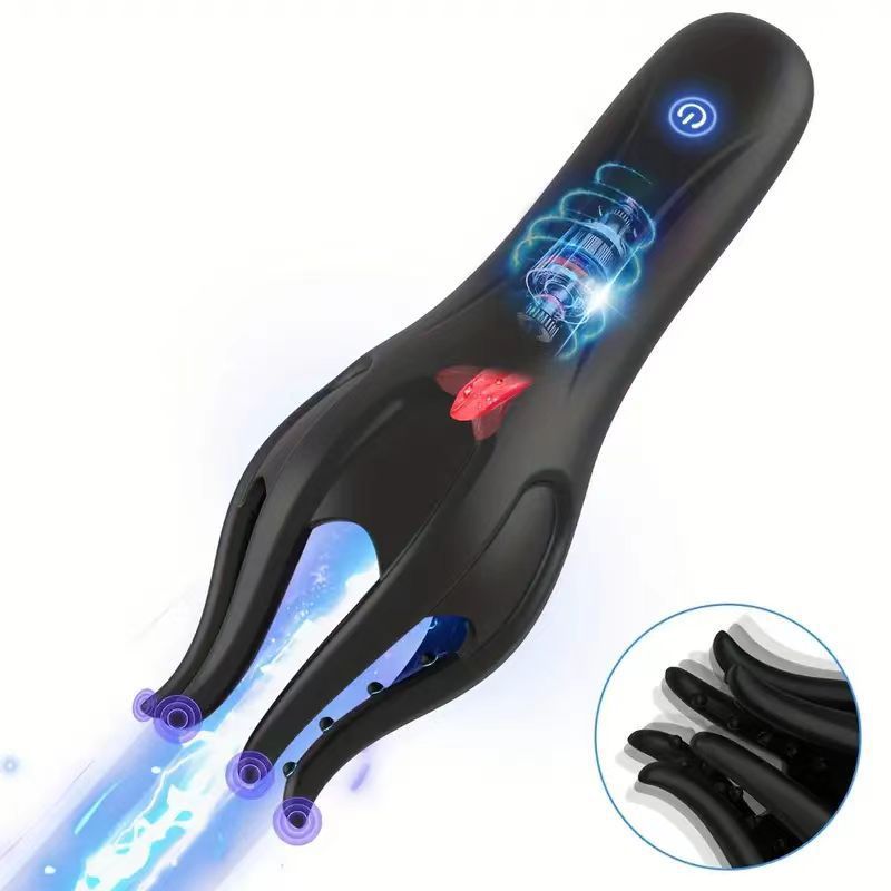 Electric Shock Tongue Licking Airplane Bottle Men's Automatic Penis Trainer Turtle Head Exerciser Masturbation Product