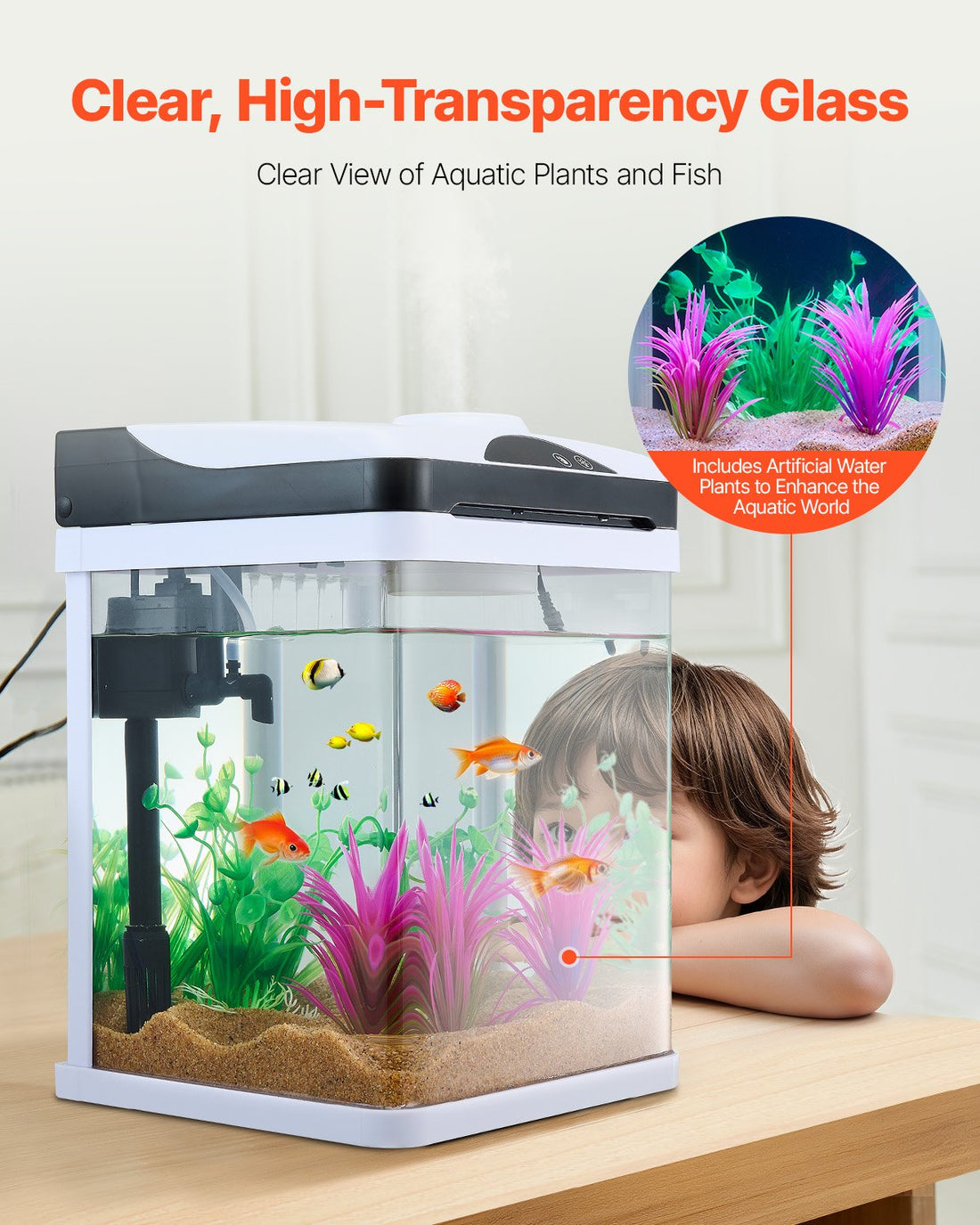 2-Gallon LED Smart Square Fish Tank
