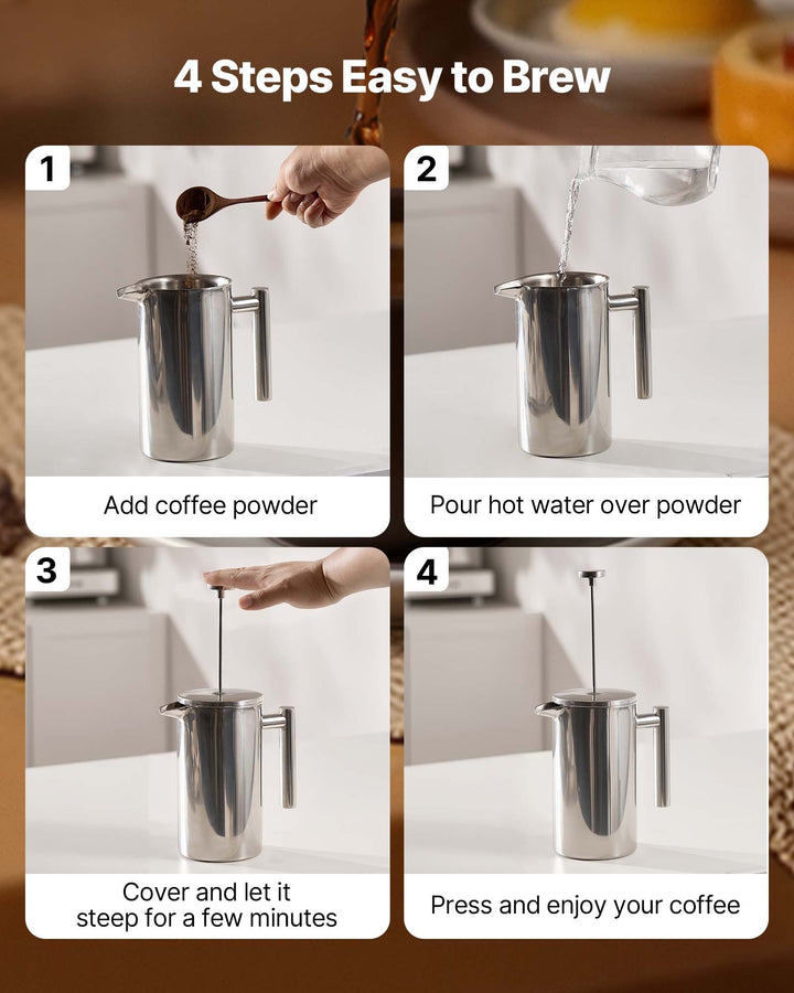 34oz Stainless Steel French Press Coffee Maker