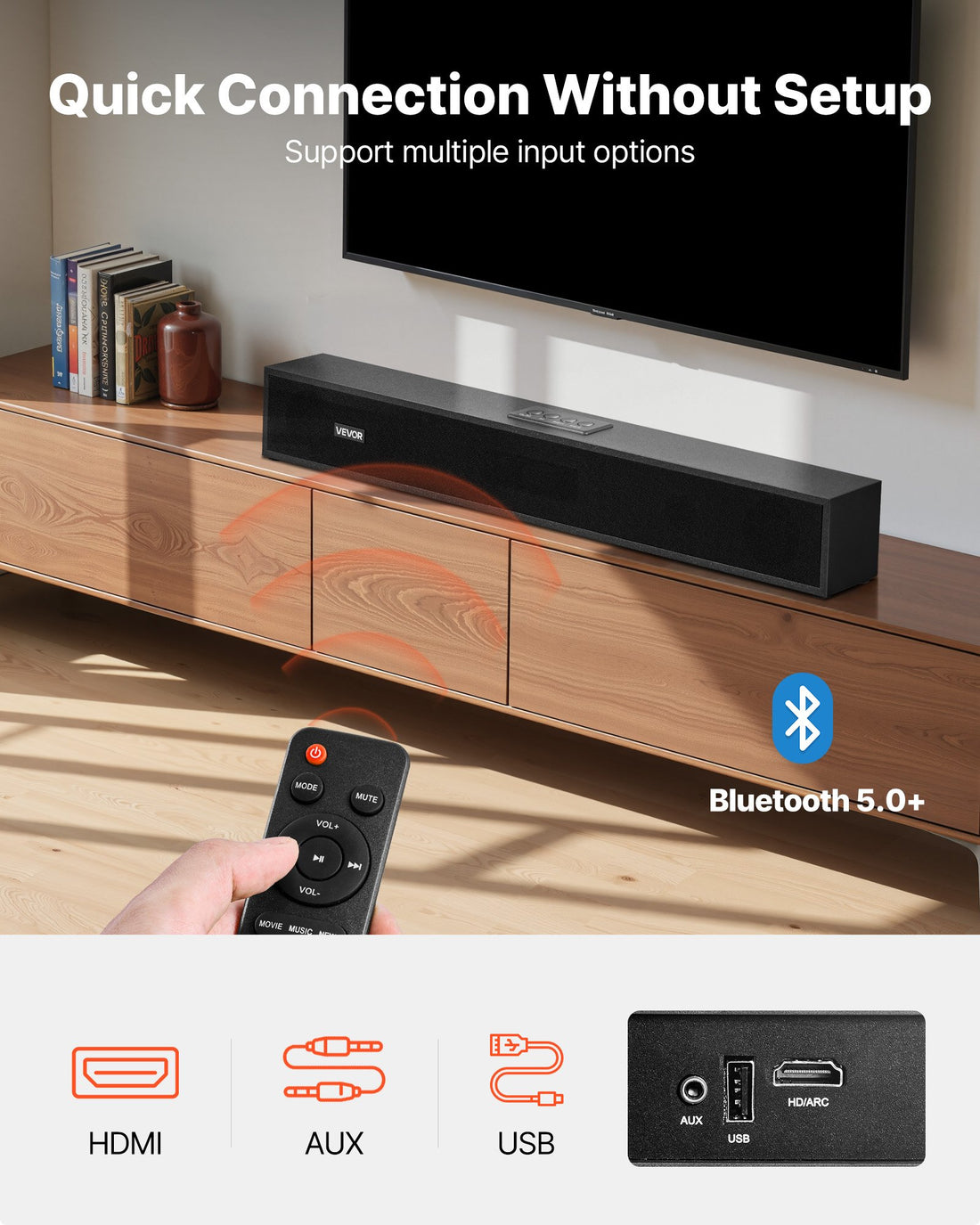 24" 2.0 Channel TV Sound Bar – 80W