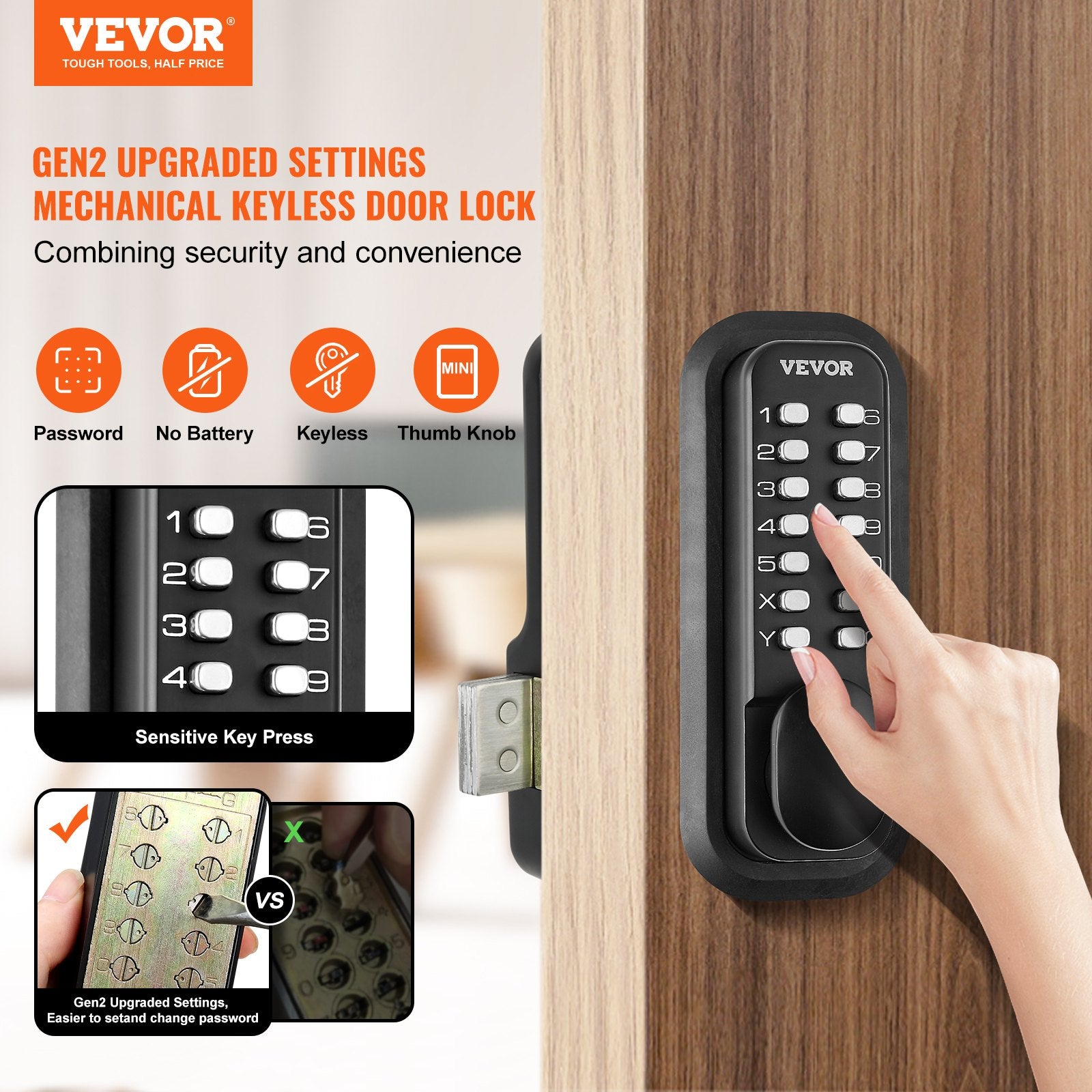 VEVOR Mechanical Keyless Entry Door Lock