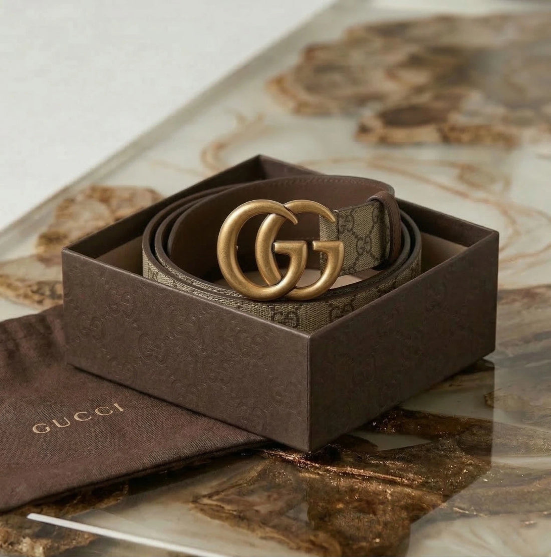 Gucci Marmont GG Supreme Canvas Belt M/L